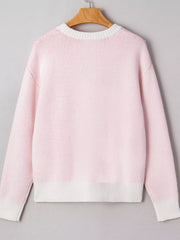 Cherry Pattern Drop Shoulder Sweater 