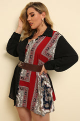 Plus Size Color Block Button Front Shirt 