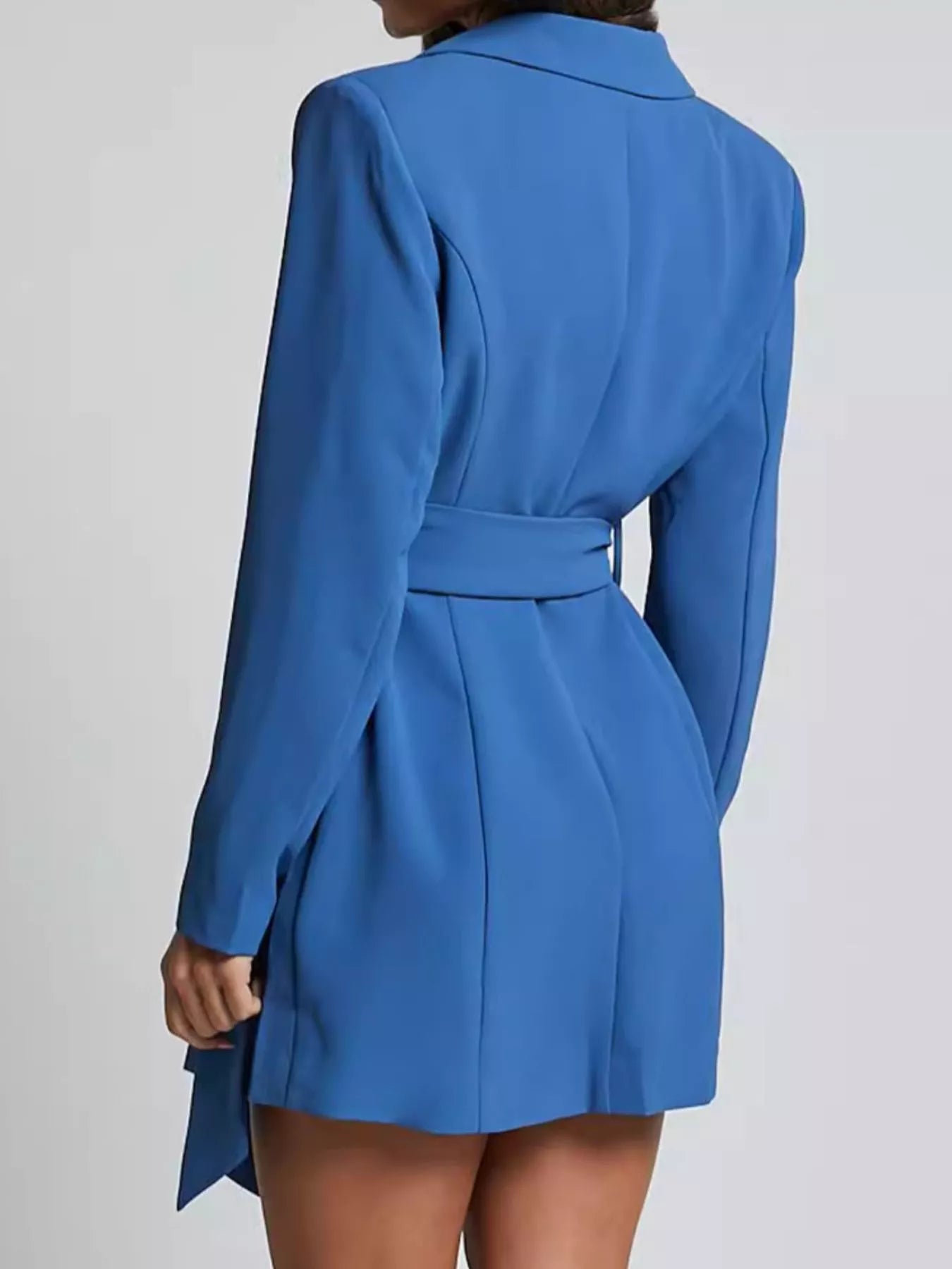 Lapel Collar Tie Waist Blazer 
