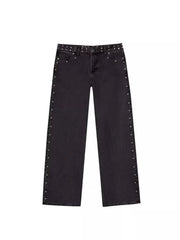 Leopard Star Patches Wide Leg Jeans 