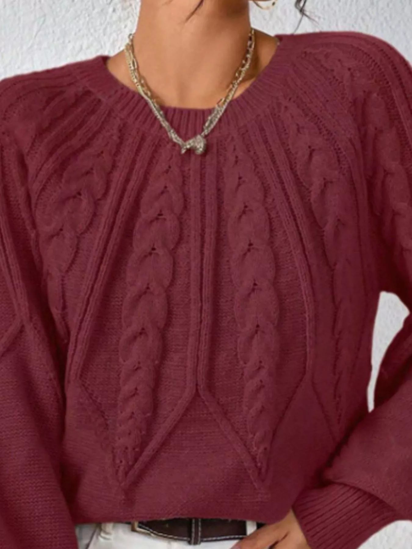 Cable Knit Long Sleeve Sweater 