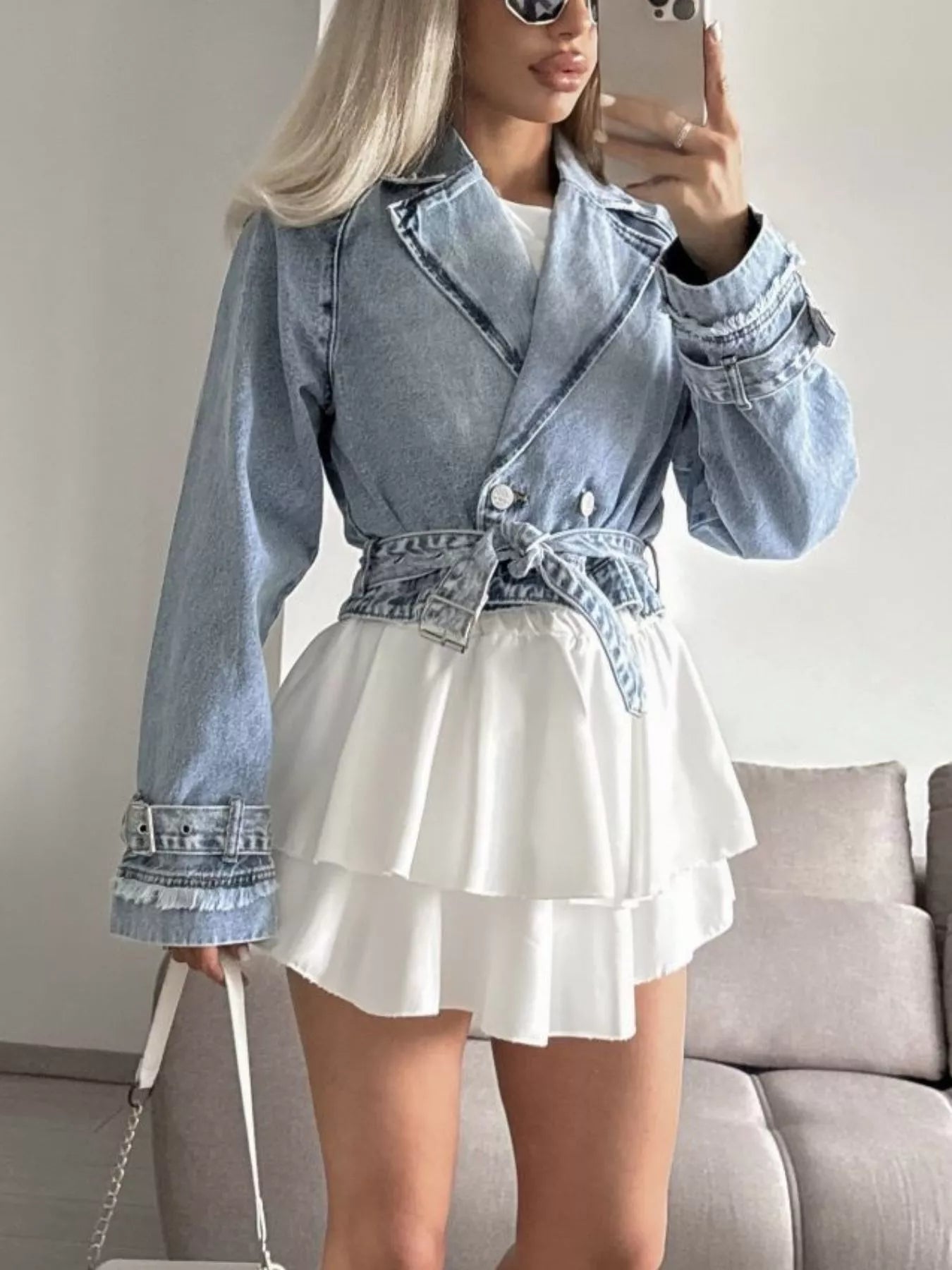 Long Sleeve Crop Denim Jacket 