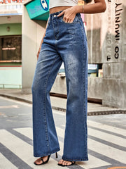 High Rise Bootcut Jeans with Pockets 