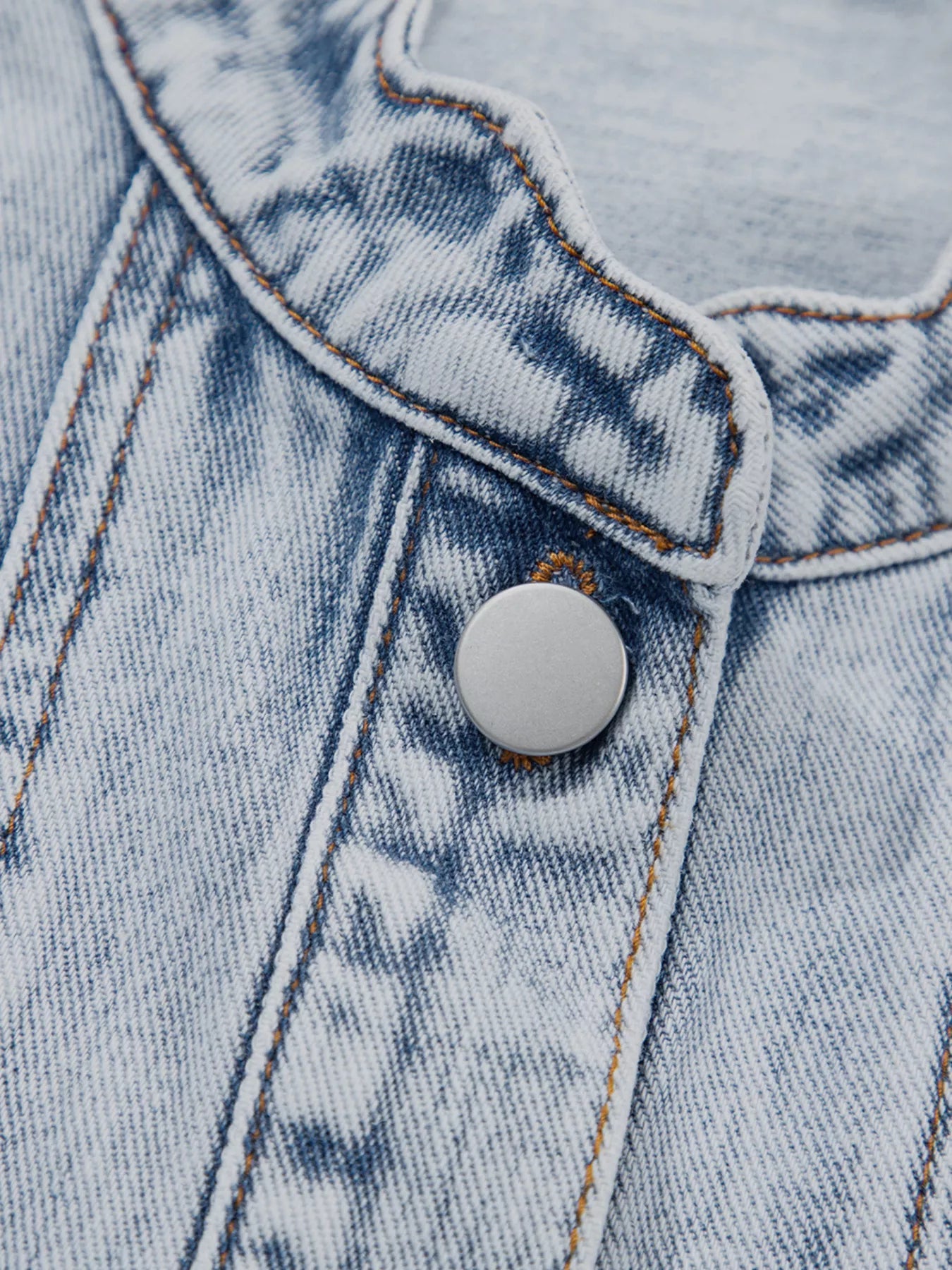 Scalloped Trim Patch Pocket Button Front Denim Vest 