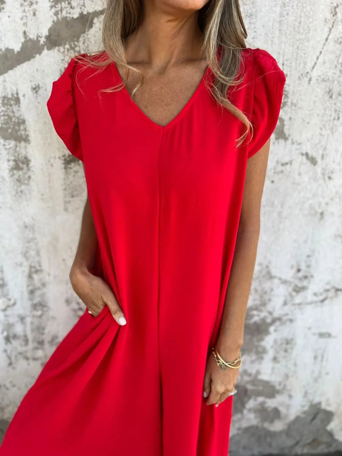 Full Size V-Neck Cap Sleeve Wide Leg Jumpsuit Plus Size 