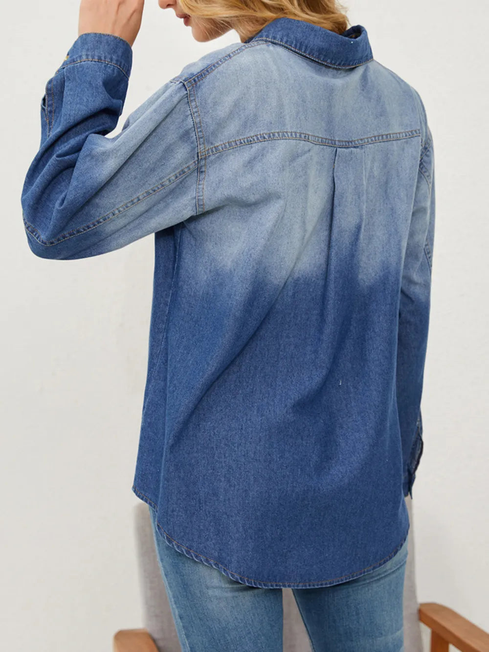 Button Up Long Sleeve Denim Jacket 