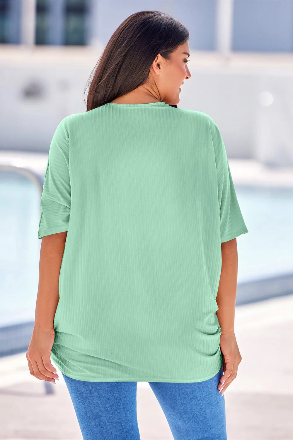 Plus Size Ribbed Cocoon Cover Up 