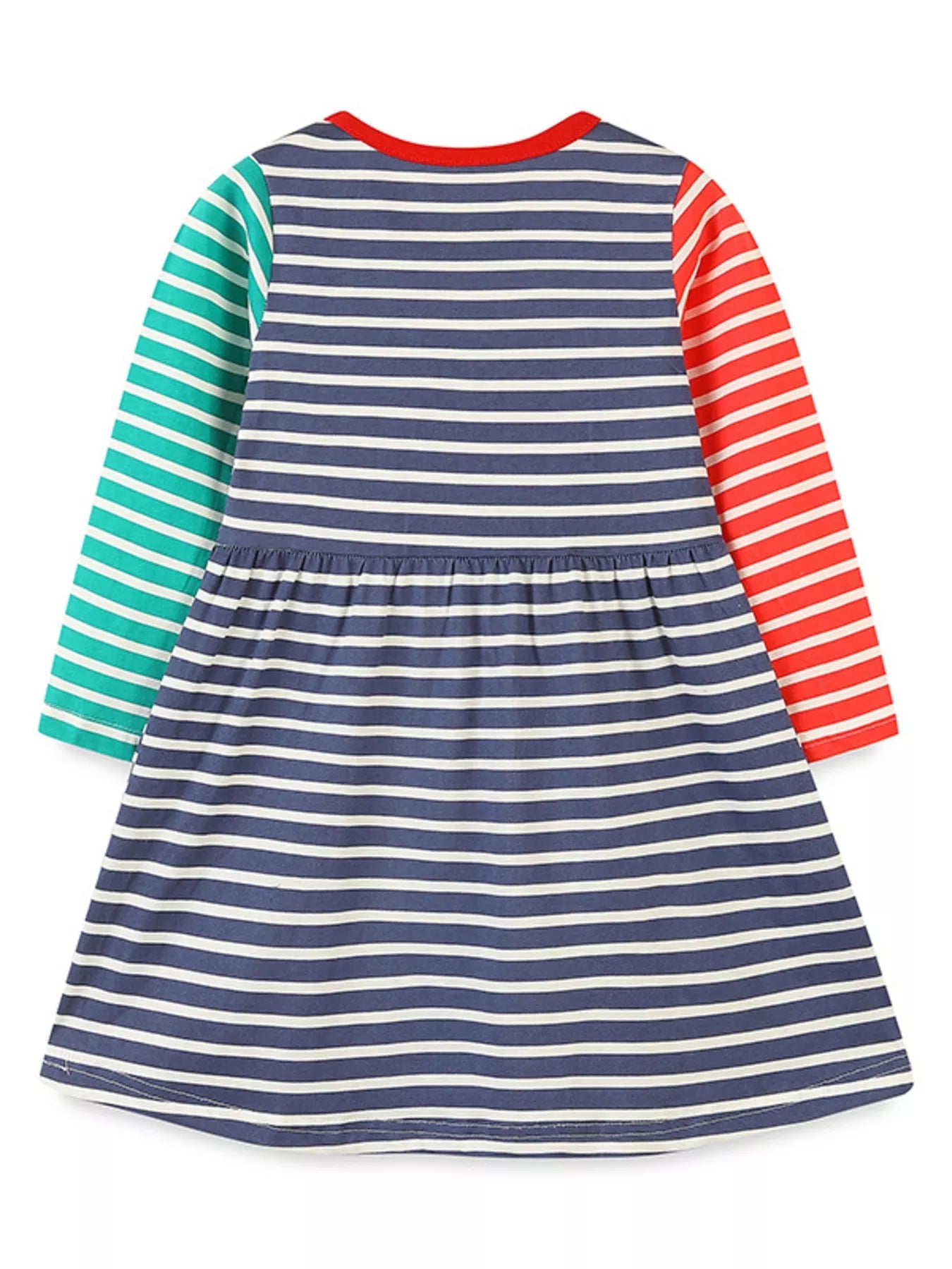 Children's Animal Applique Striped Dress 