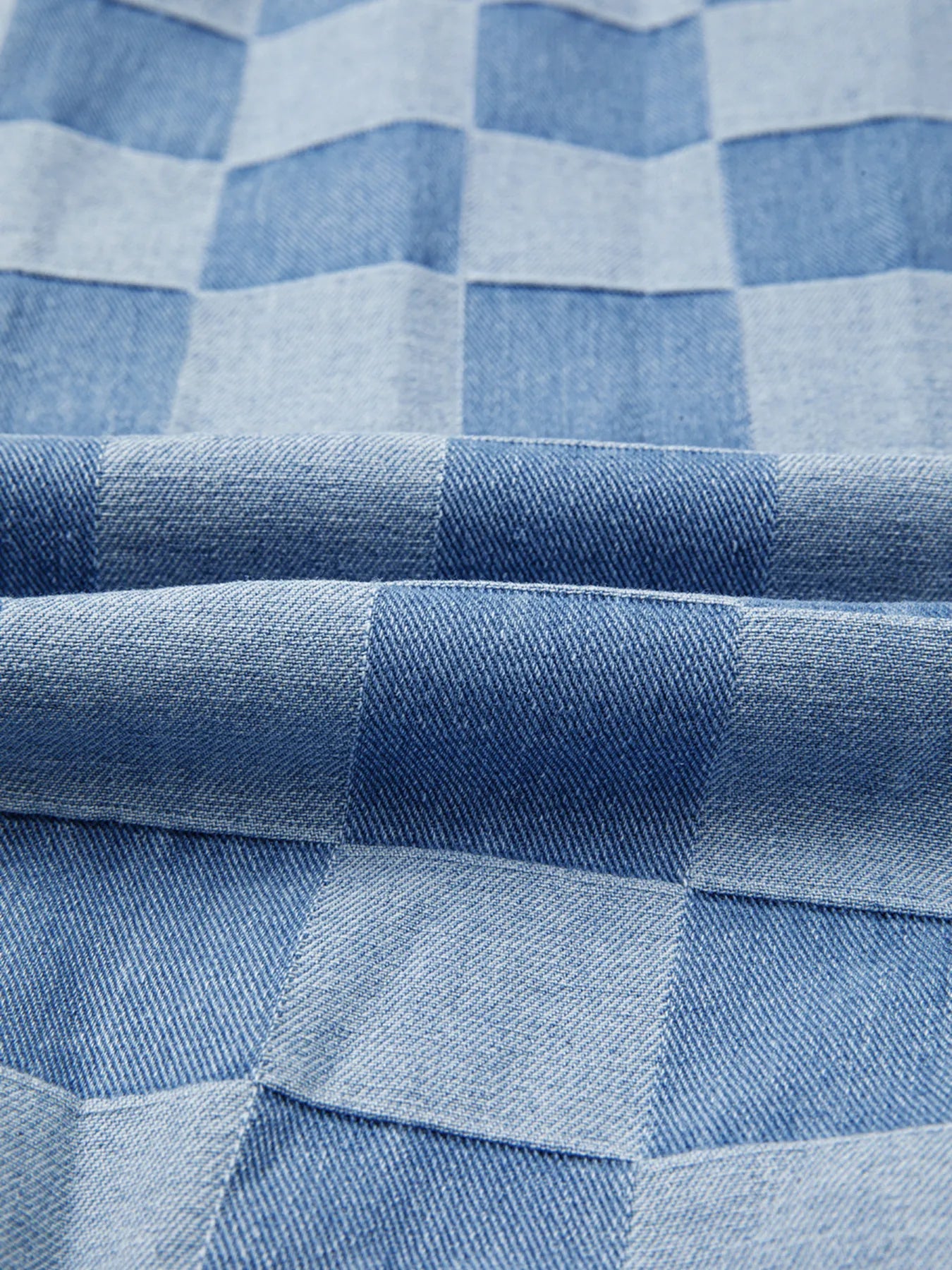 Checkerboard Splicing Raw Detail Oversized Denim Top 