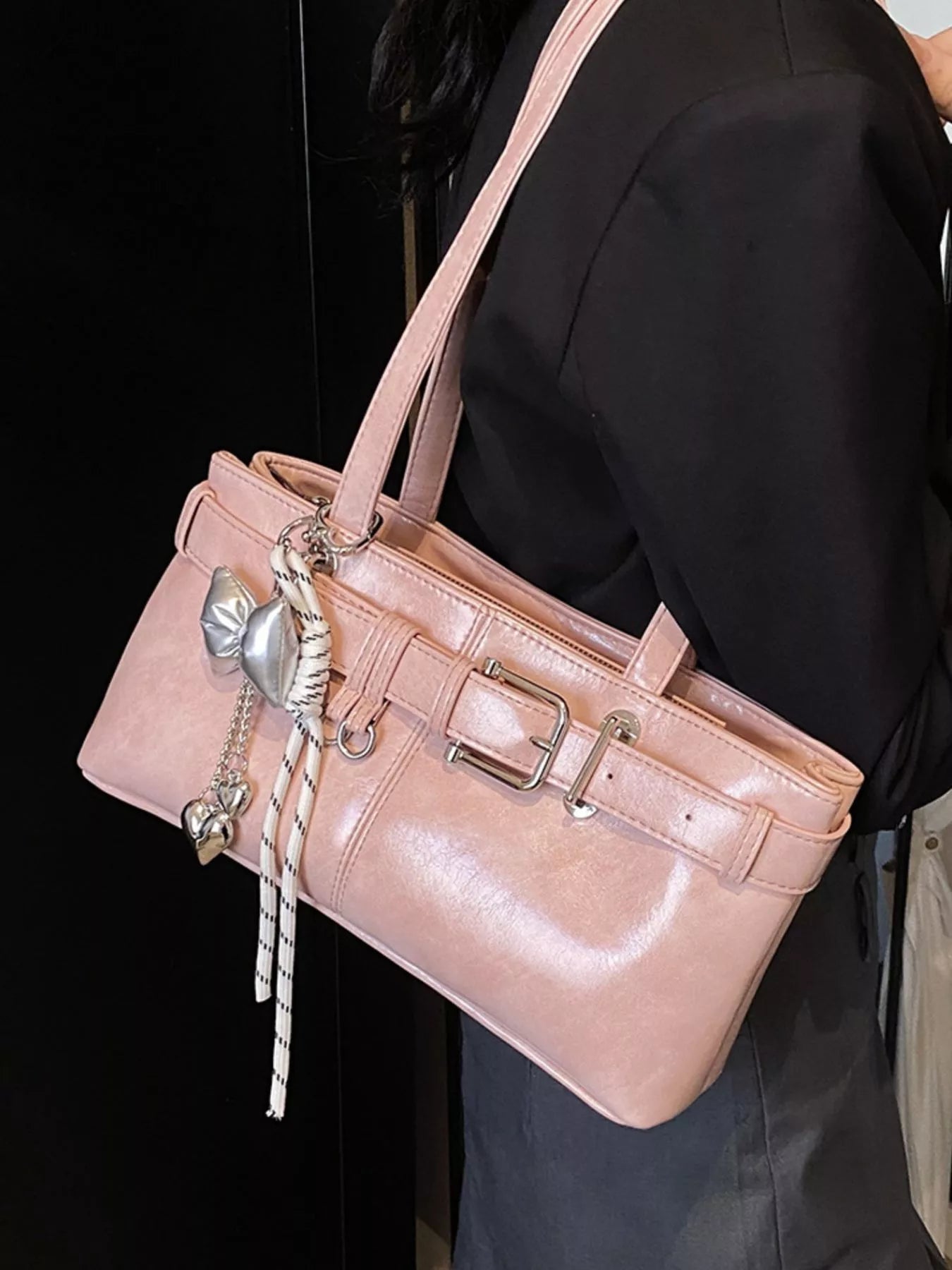 Buckle Decor Shoulder Bag 