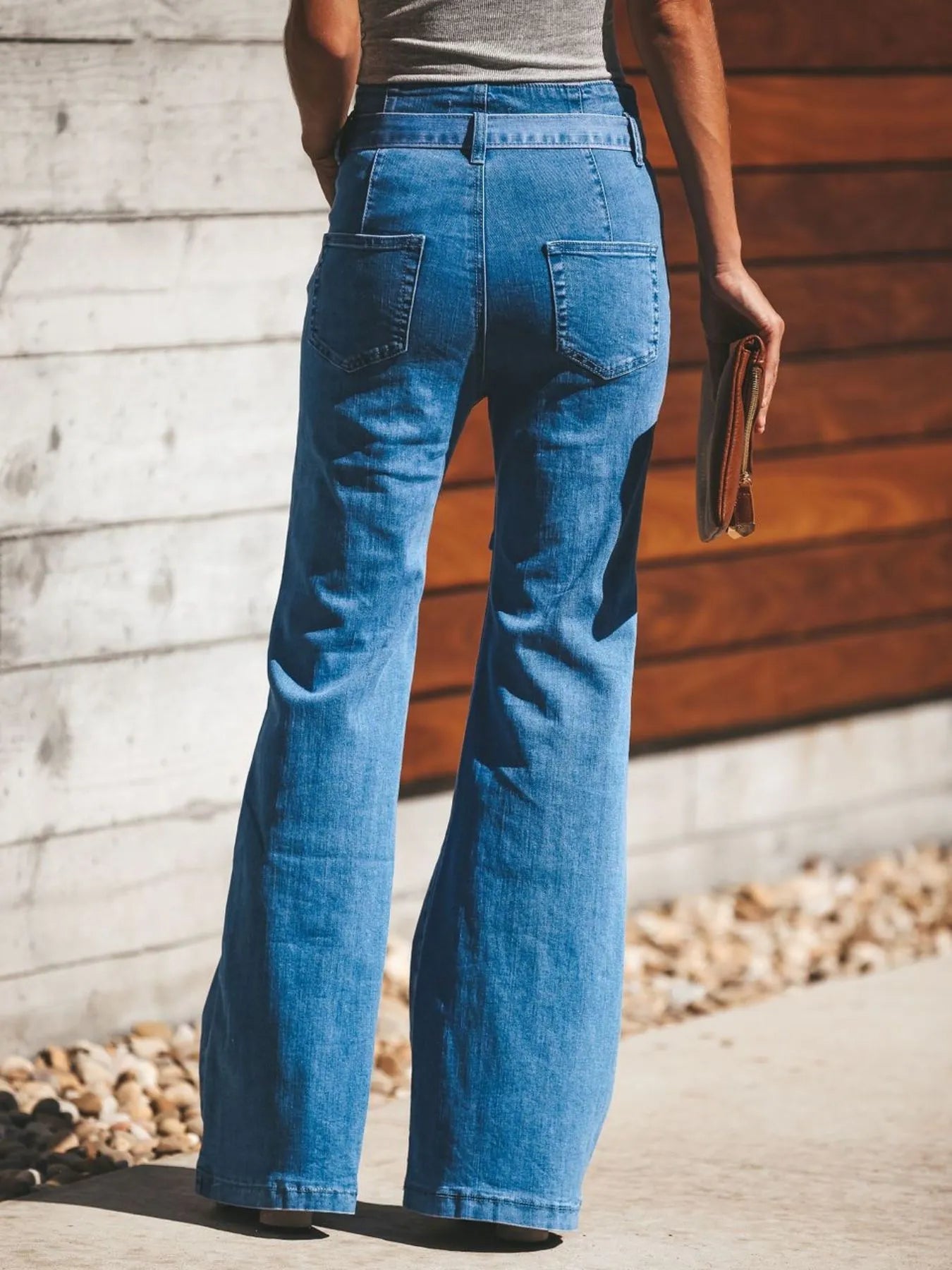 High-Waisted Tie-Front Flare Jeans 