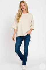 Zenana Scuba Round Neck Top With Side Slits 