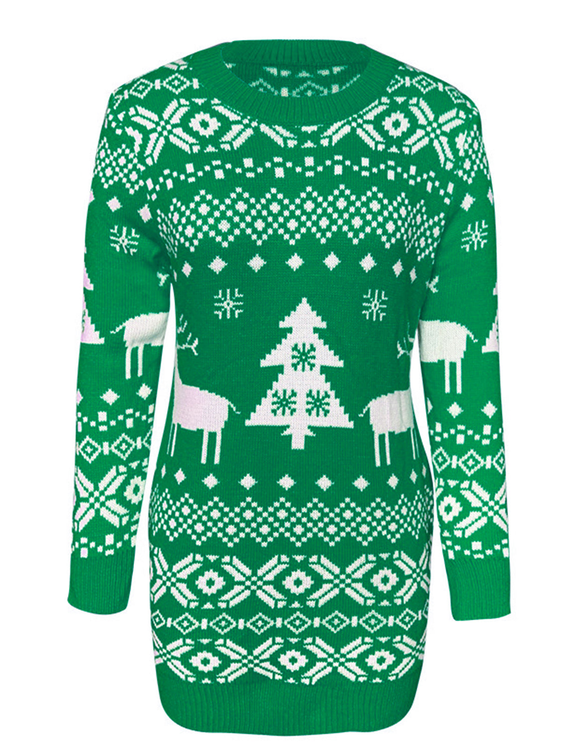 Christmas Element Round Neck Mini Sweater Dress 