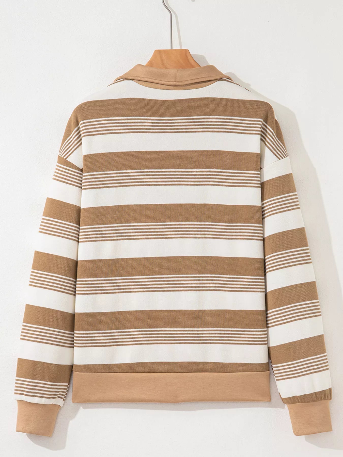 Stripe Zip Collar Patchwork Vintage Sweatshirt 