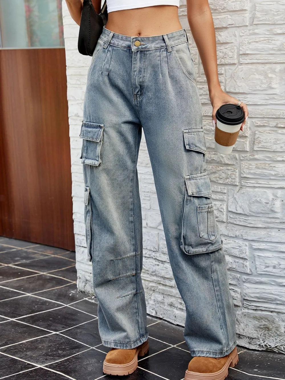 Washed Jeans with Pockets 