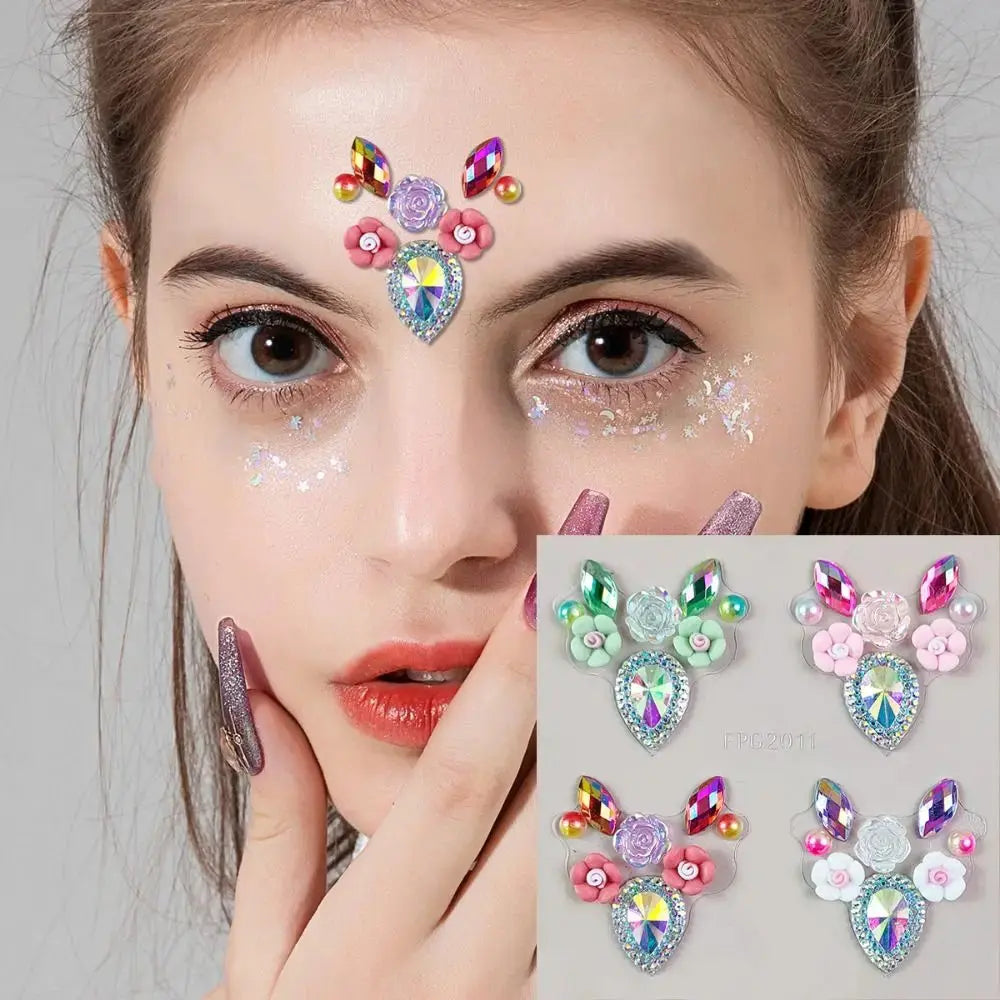 3D Forehead Tattoo Stickers Colorful DIY Children Gem Stickers Face Jewels Glitter Face Body Rhinestone Stickers Makeup Tools dylinoshop