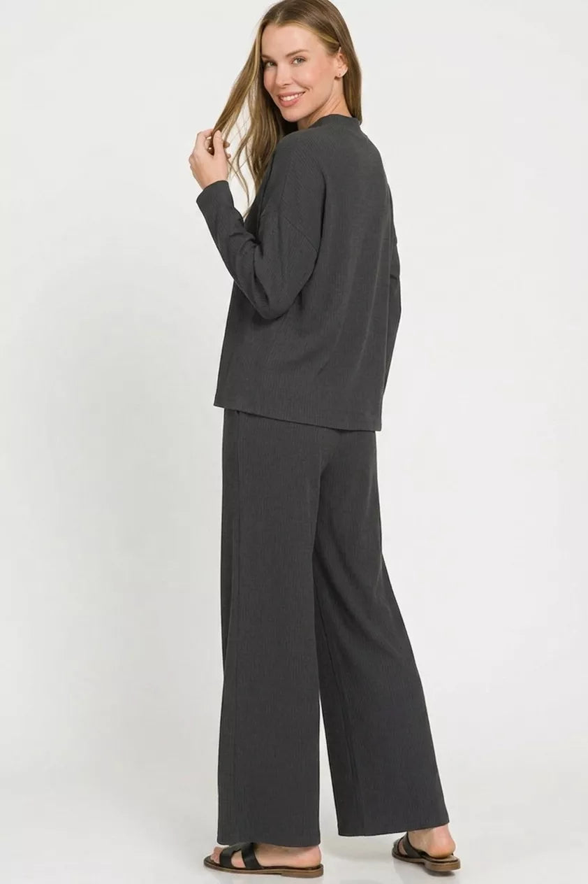 Zenana Viscose Sweater Top & Pants Set 