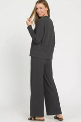 Zenana Viscose Sweater Top & Pants Set 