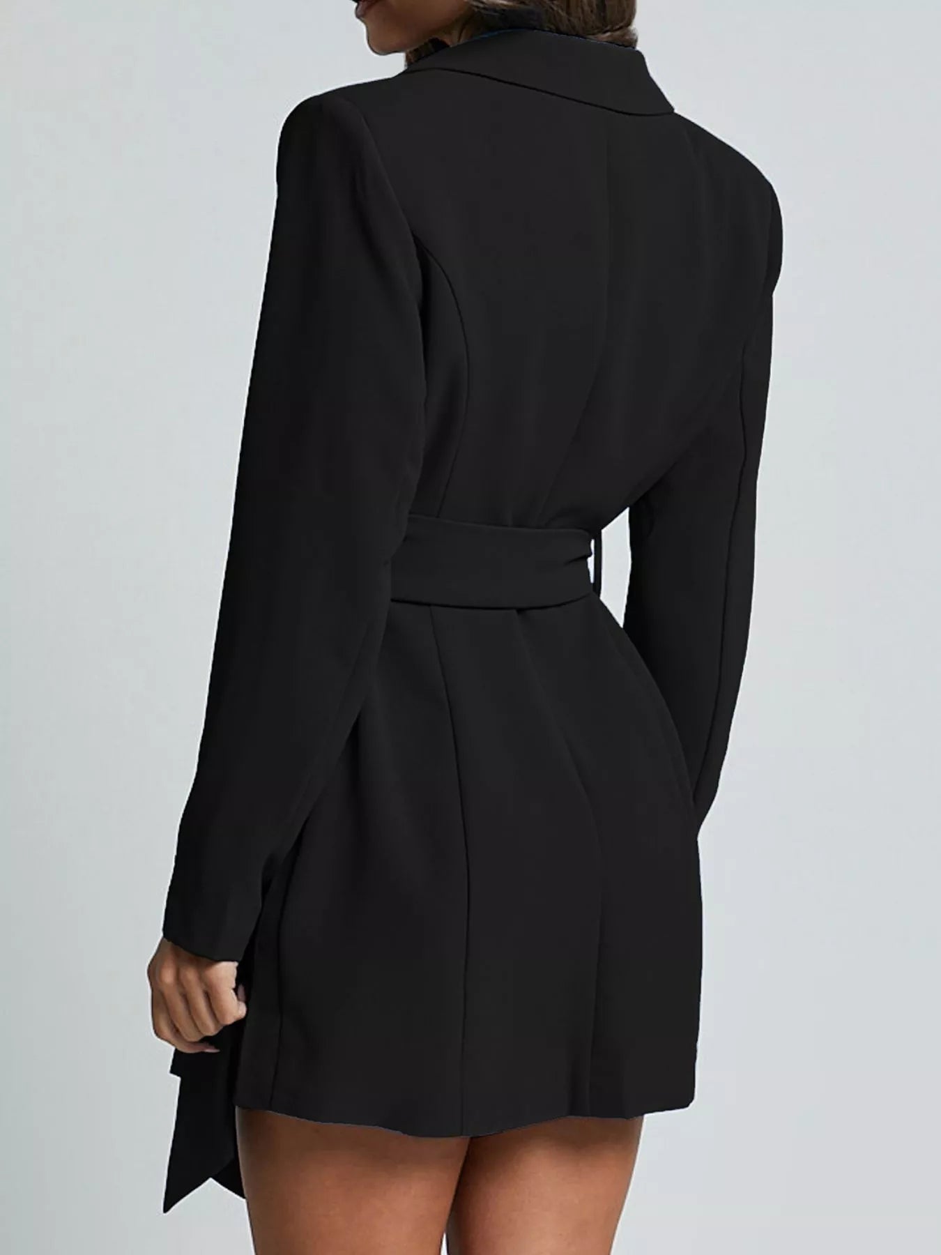 Lapel Collar Tie Waist Blazer 