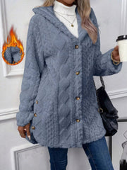 Hooded Button-Down Fleece Outerwear 