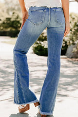 Raw Hem Flare Jeans 