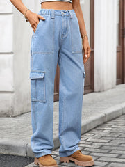 High-Waisted Cargo Jeans 