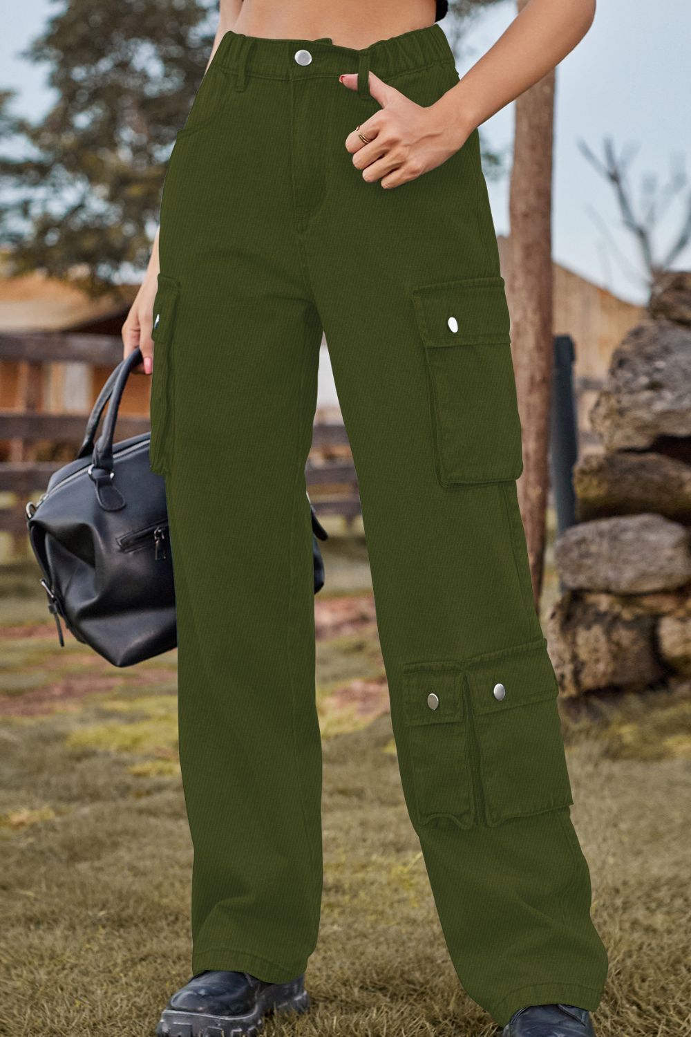 Loose Fit Long Jeans with Pockets 