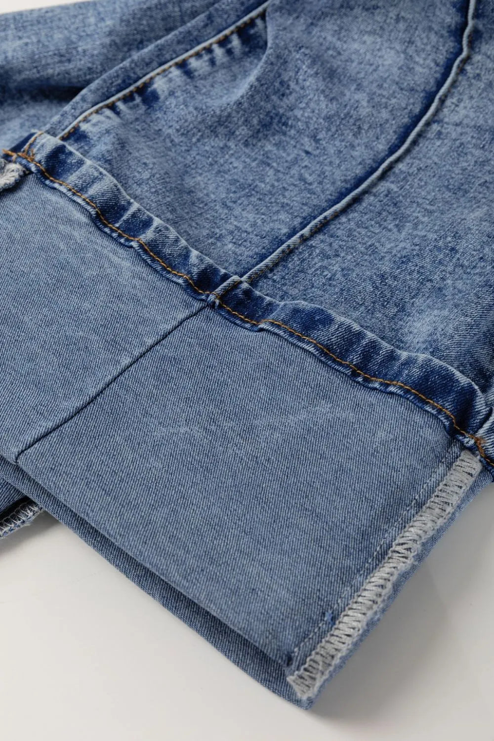 High-Waisted Wide-Leg Cuffed Jeans 