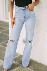 Distressed High Waist Jeans 