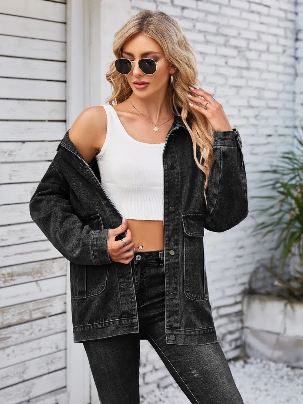 Button Up Long Sleeve Denim Jacket 
