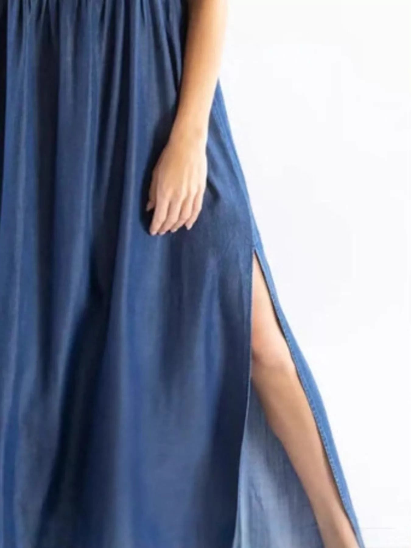 Full Size Square Neck Cami Dress with Side Slit Plus Size 