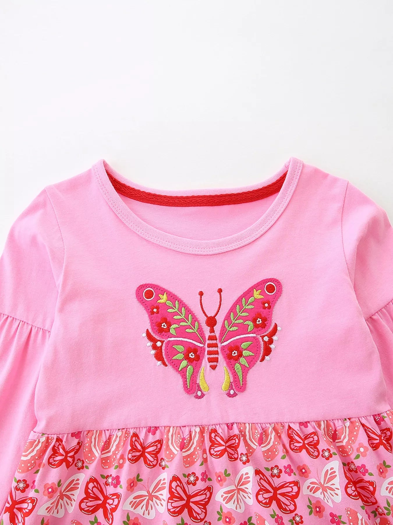 Children's Butterfly Long Sleeve Casual Dress 
