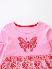 Children's Butterfly Long Sleeve Casual Dress 
