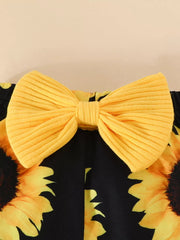 Children's Ruffled Ribbed Top and Sunflower Pants Set 