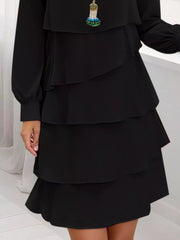 Full Size Layered Long Sleeve Mini Dress Plus Size 