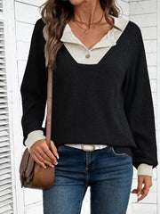 Ribbed Knit Two-Tone Top 