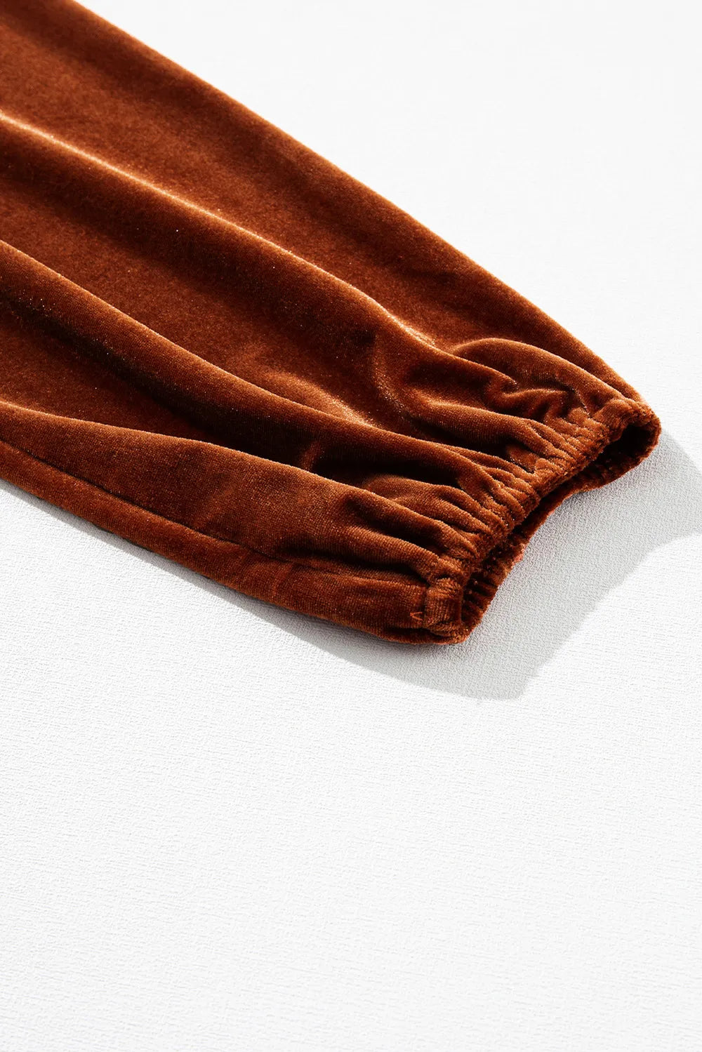 Notched Long Sleeve Velvet Top 