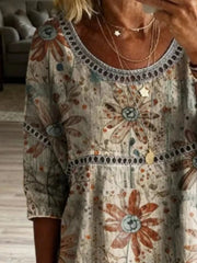 Full Size Hollow Out Round Neck Top Plus Size 