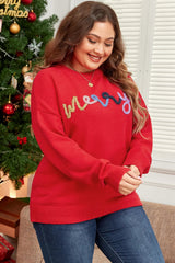 Plus Size MERRY Round Neck Long Sleeve Sweater 