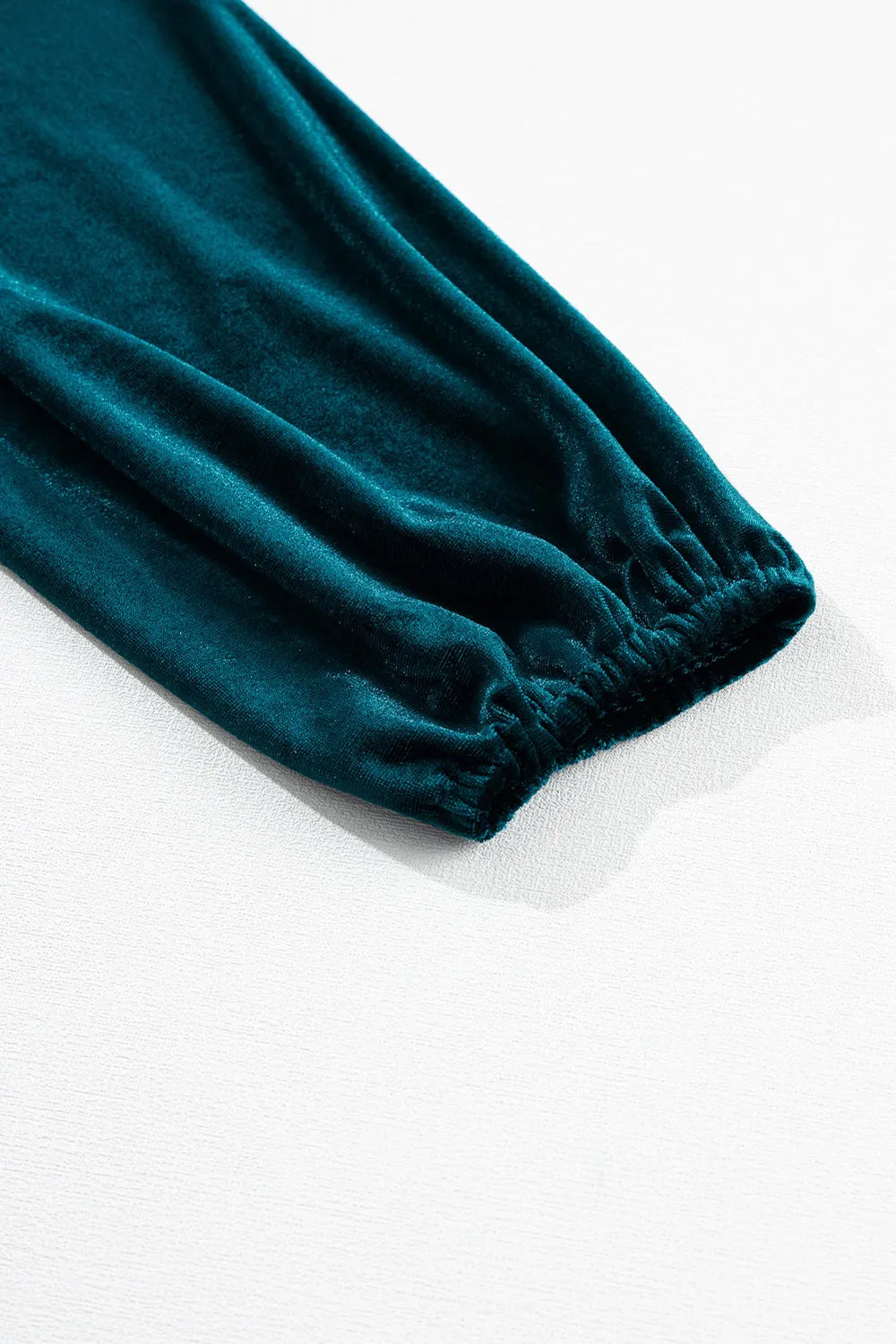 Notched Long Sleeve Velvet Top 