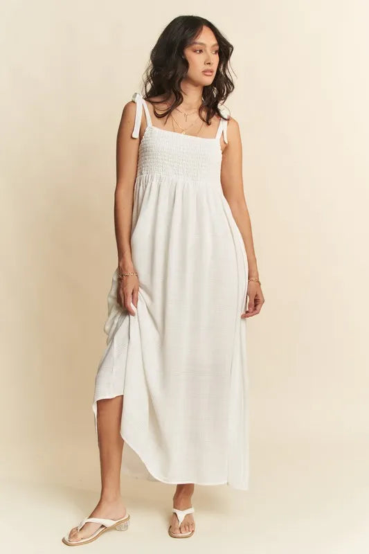 Davi & Dani Smocked Sleeveless Maxi Cami Dress 