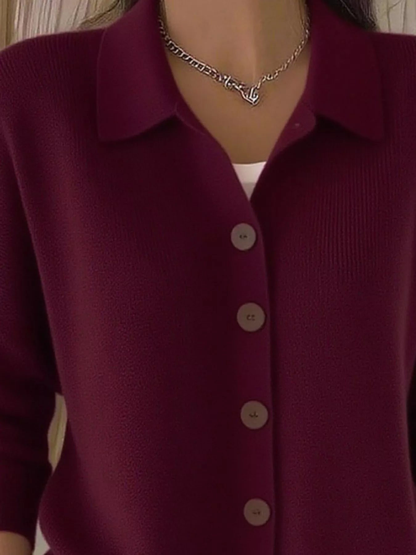 Full Size Button-Down Knit Cardigan Plus Size 
