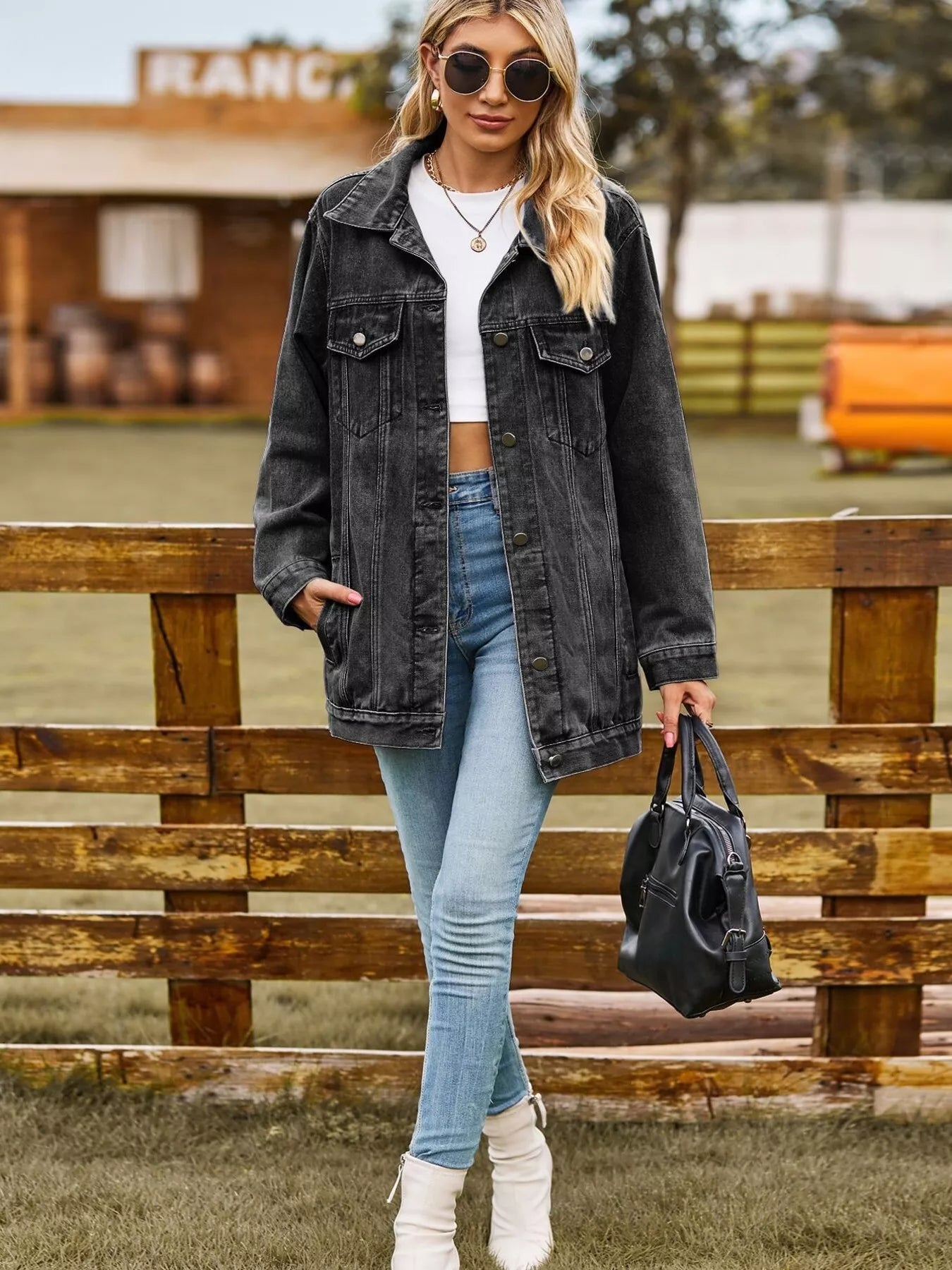 Button Up Long Sleeve Denim Jacket 