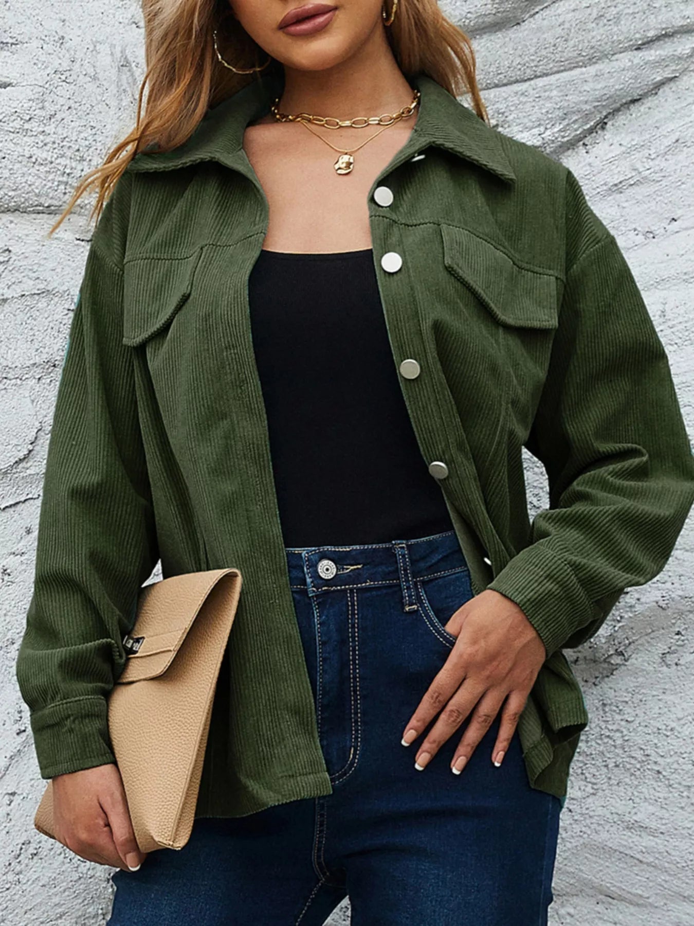 Corduroy Button-Down Shacket 