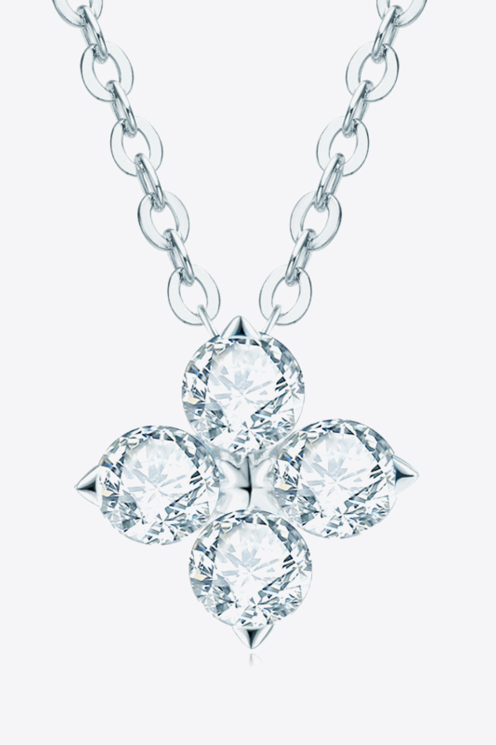 Moissanite Four Leaf Clover Pendant Necklace 