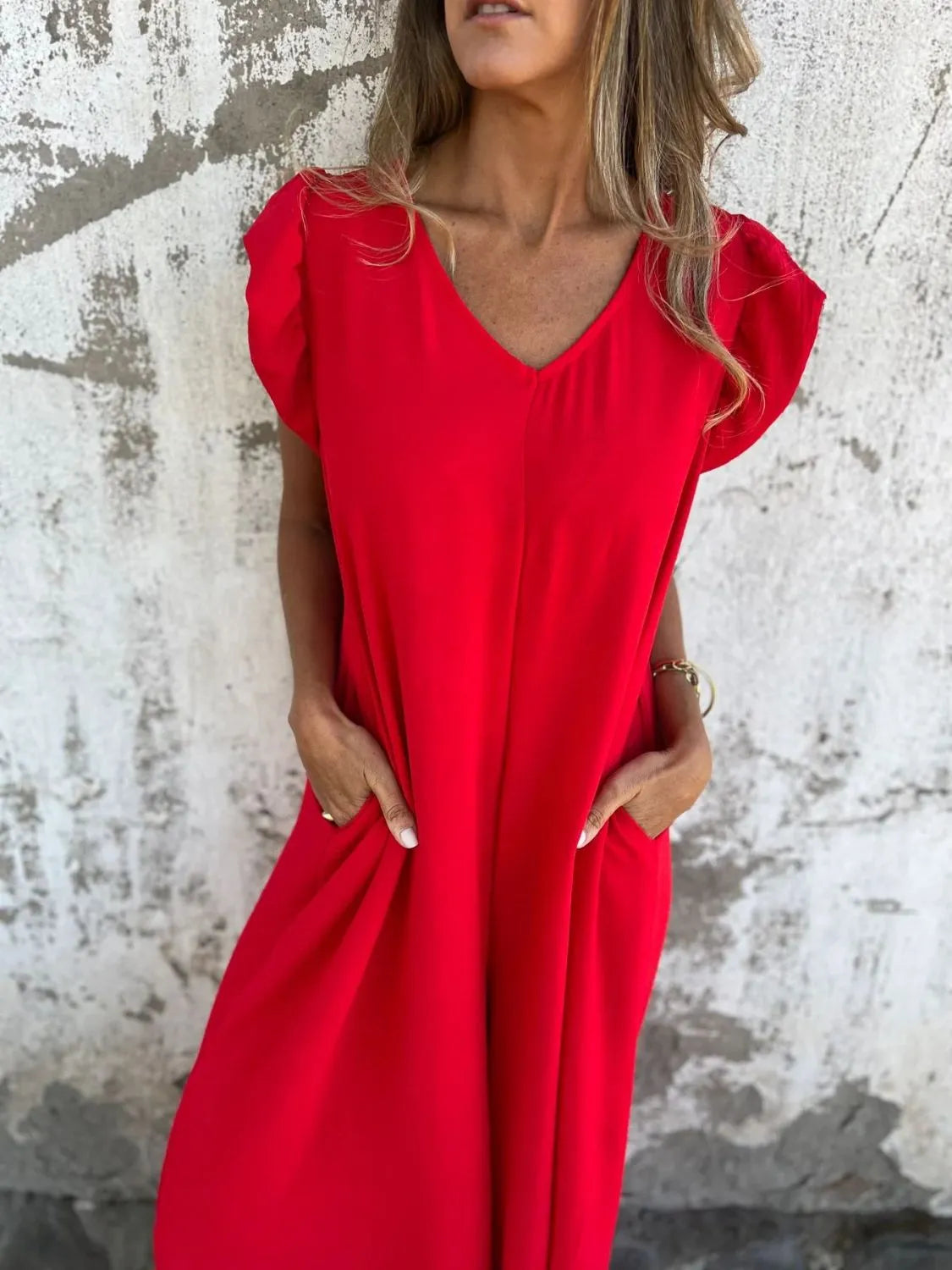 Full Size V-Neck Cap Sleeve Wide Leg Jumpsuit Plus Size 