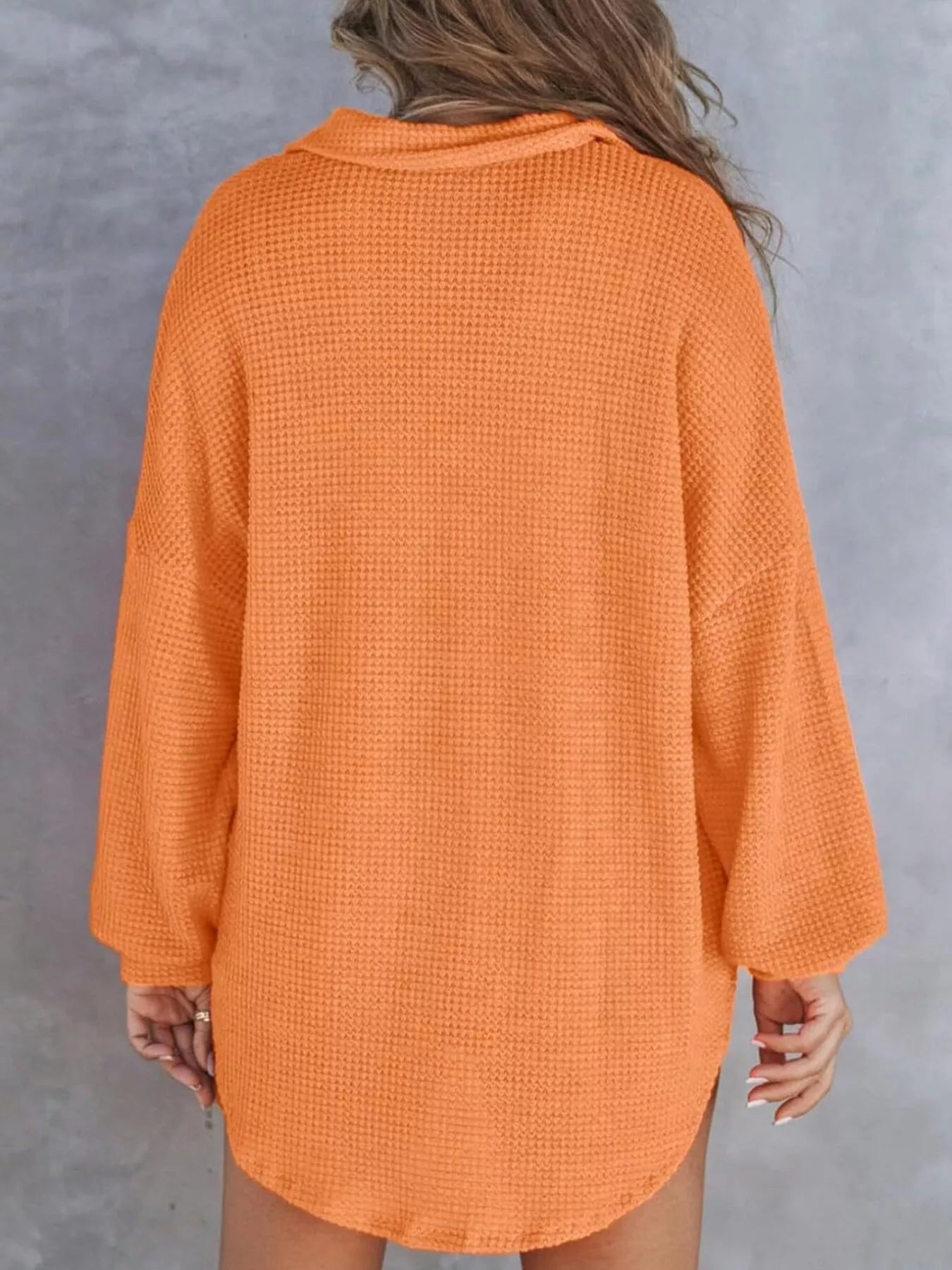 Casual Waffle Knit Button Detail Blouse 