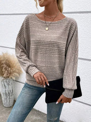 Ribbed Round Neck Long Sleeve Top 