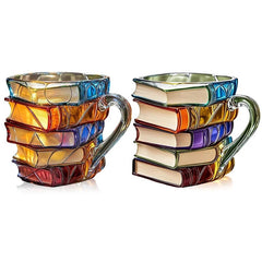 3D Acrylic Book Stack Coffee Mug with Stained-Glass Design – 11oz Lightweight and Durable 