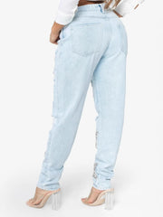 Distressed Star Wash Boyfriend Jeans 